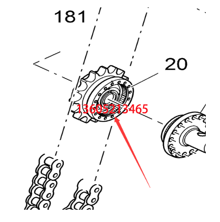 进口摊铺机螺旋输出轴链轮总成（左）零件号2011495