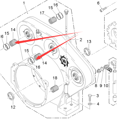 进口铣刨机分动箱连接轴齿148721 进口铣刨机分动箱连接轴齿148721